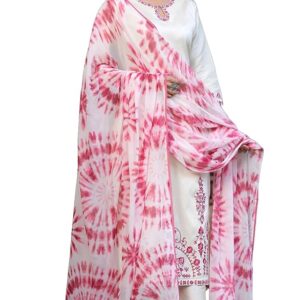 GoSriKi Women's Rayon Viscose Straight Embroidered Kurta with Pant & Dupatta