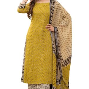 Amayra Women's Pure Cotton Straight Kurta Set with Palazzo Pants & Dupatta|Ethnic wear|Kurta Set for Women